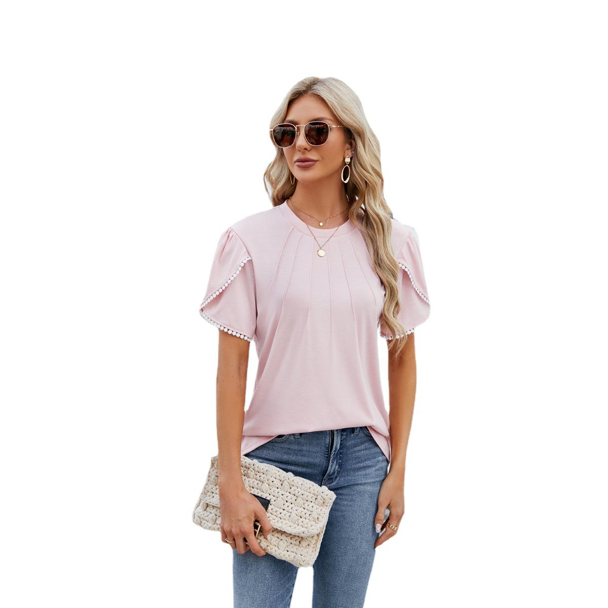 Летняя женская футболка, однотонная, с круглым вырезом, в полоску с жемчужными лепестками и рукавами, топ с короткими рукавами и оборками S розовый
Летняя женская футболка, однотонная, с круглым вырезом, в полоску с жемчужными лепестками и рукавами, топ с короткими рукавами и оборками S розовый