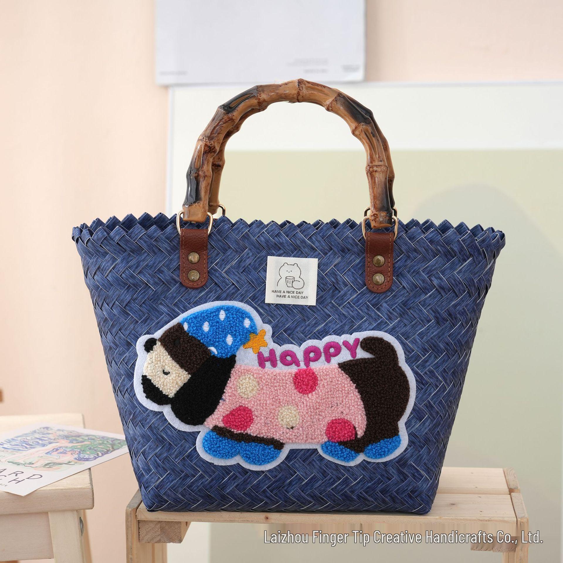 Винтажная женская бамбуковая плетеная вручную сумочка с таксой
Винтажная женская бамбуковая плетеная вручную сумочка с таксой