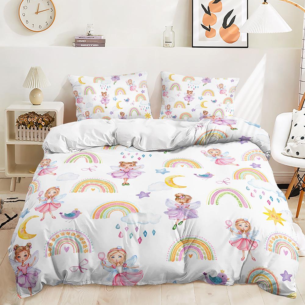 Three-Piece Quilt Cover Rainbow Princess Two-Piece Bedding Kit Digital Printing 135 * 200 (two-piece set) 90g
Three-Piece Quilt Cover Rainbow Princess Two-Piece Bedding Kit Digital Printing 135 * 200 (two-piece set) 90g