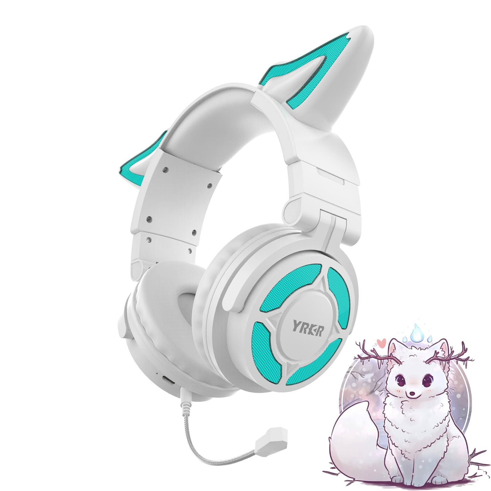 Fox Ear Headset LED Cat Ear Bluetooth Gaming Headphones 40mm Drivers 3D Sound Noise Cancelling Microphone Compatible Adjustable Earcups Gift with білий
Fox Ear Headset LED Cat Ear Bluetooth Gaming Headphones 40mm Drivers 3D Sound Noise Cancelling Microphone Compatible Adjustable Earcups Gift with білий