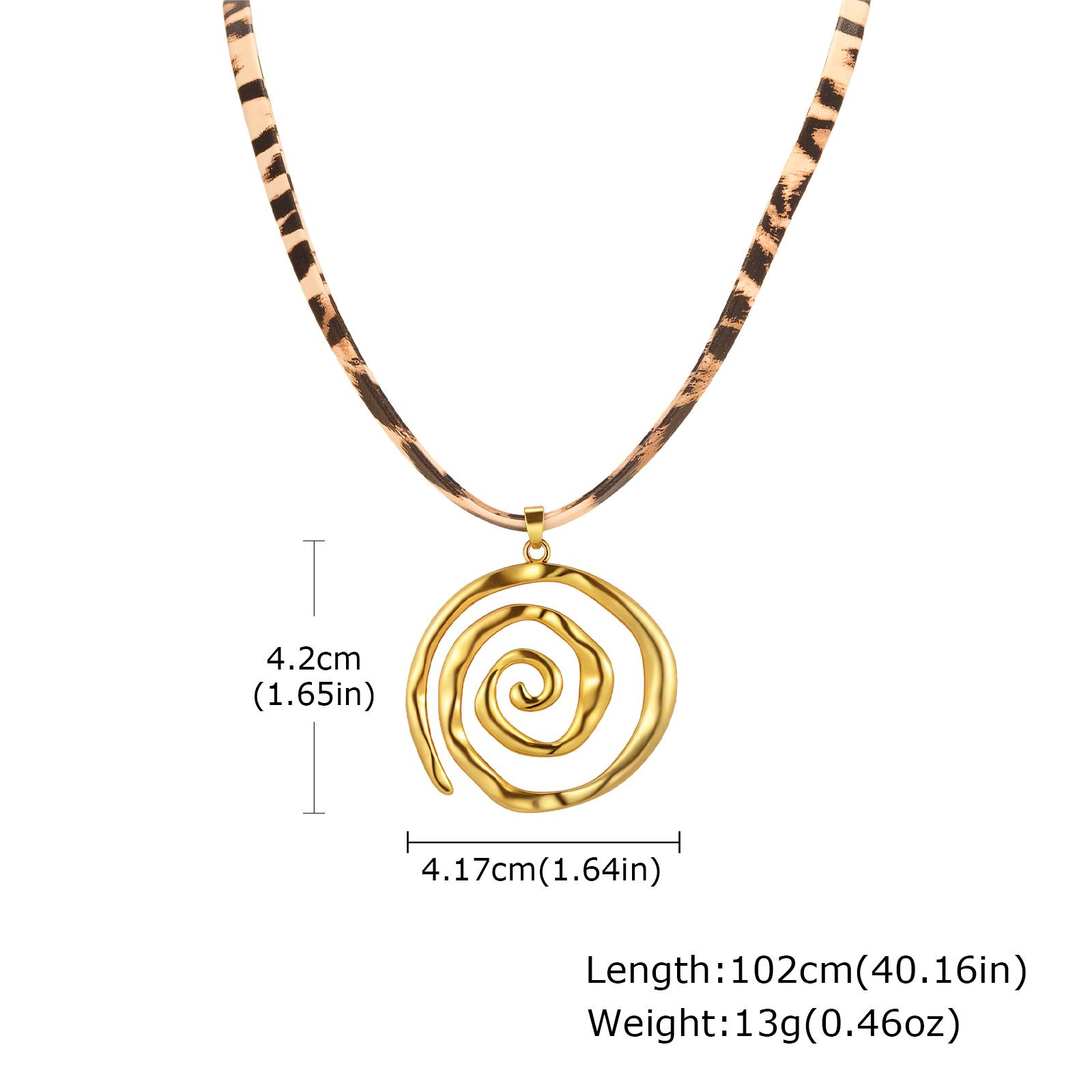 Vintage Stainless Steel Geometric Spiral Pendant Multi-layer Leopard Print Velvet Chain Necklace for Women Fashion Jewelry
Vintage Stainless Steel Geometric Spiral Pendant Multi-layer Leopard Print Velvet Chain Necklace for Women Fashion Jewelry