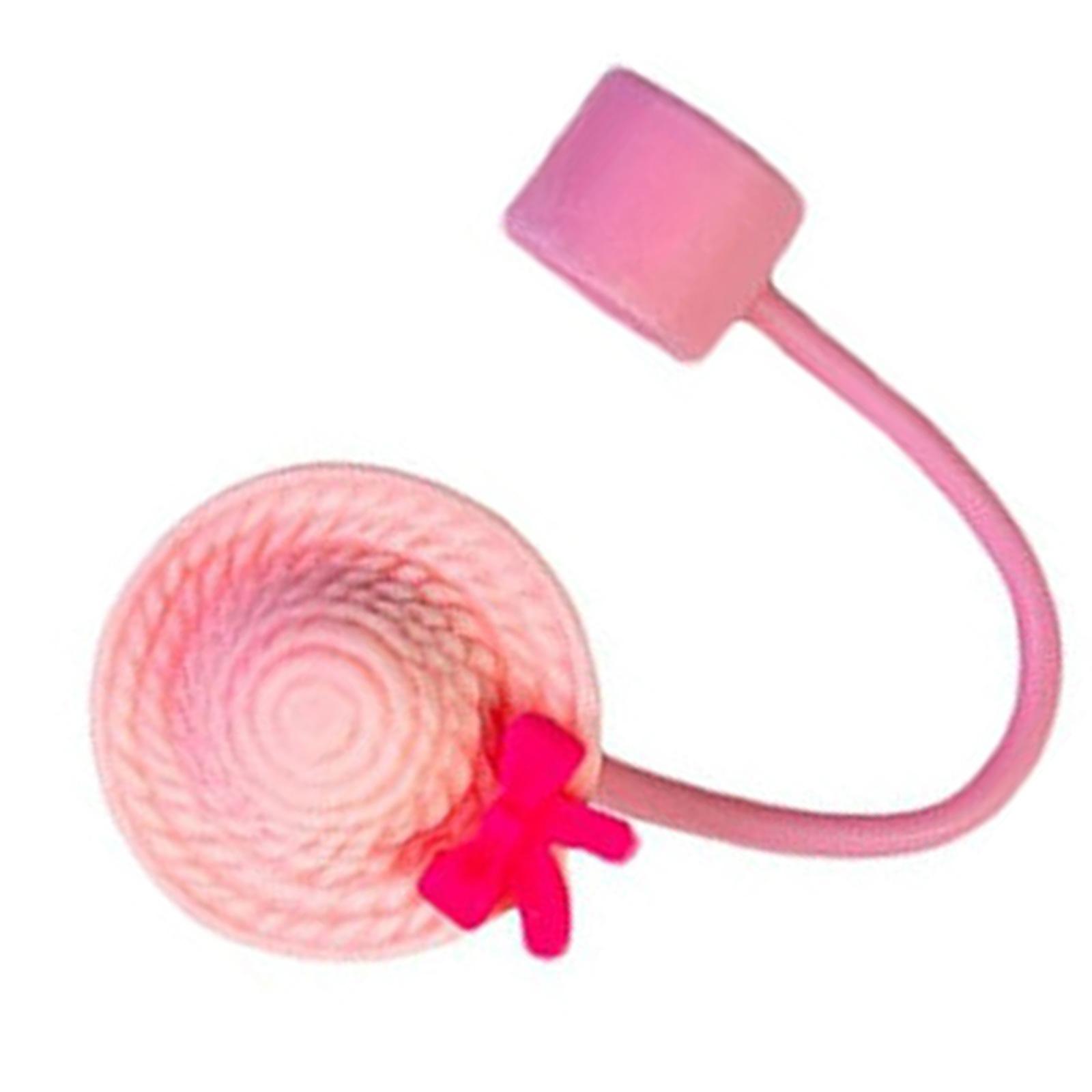 Многоразовые силиконовые колпачки-крышки для соломинок, милые заглушки для соломинок в форме шляпки, пыленепроницаемые крышки для кончиков питьевых соломинок для стаканов розовый