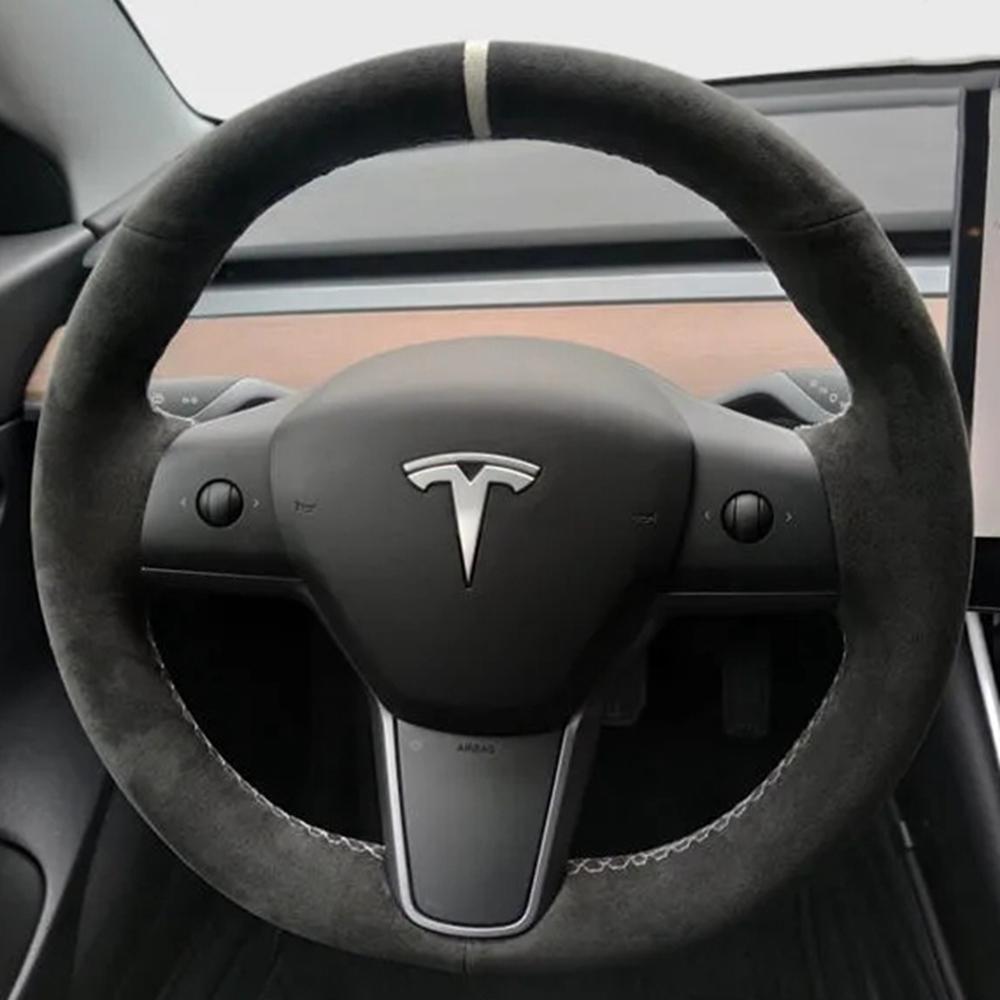 Car Steering Wheel Cover Hand-Stitched Non-Slip Black Genuine Leather Suede For Tesla Model 3 2017 2018 2019
Car Steering Wheel Cover Hand-Stitched Non-Slip Black Genuine Leather Suede For Tesla Model 3 2017 2018 2019