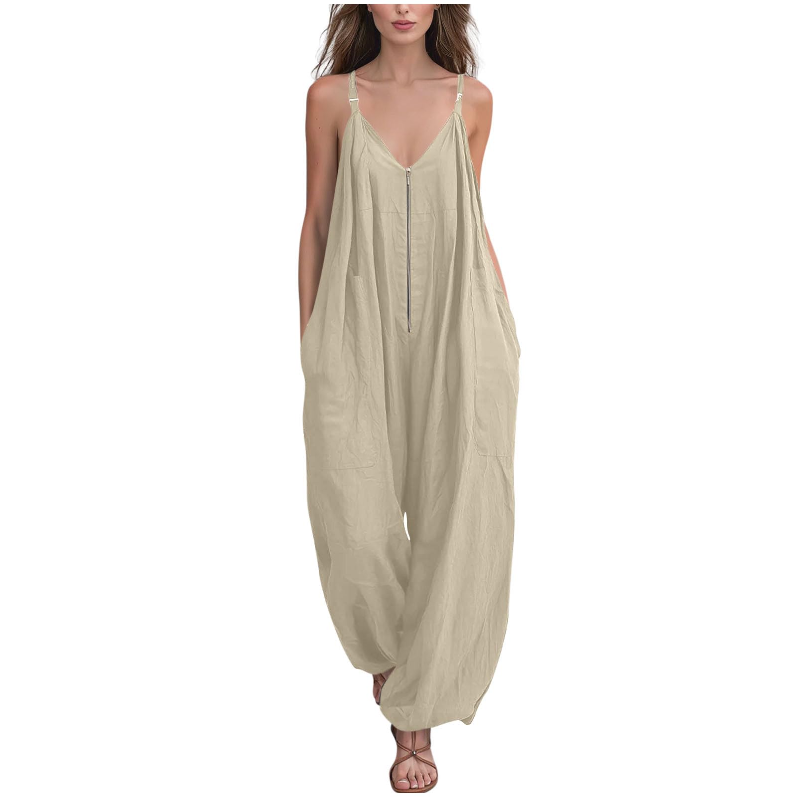 Loose Fit Sleeveless Jumpsuit for Women with Adjustable Spaghetti Straps and Wide Leg Design for Daily Wear XXL хаки
Loose Fit Sleeveless Jumpsuit for Women with Adjustable Spaghetti Straps and Wide Leg Design for Daily Wear XXL хаки