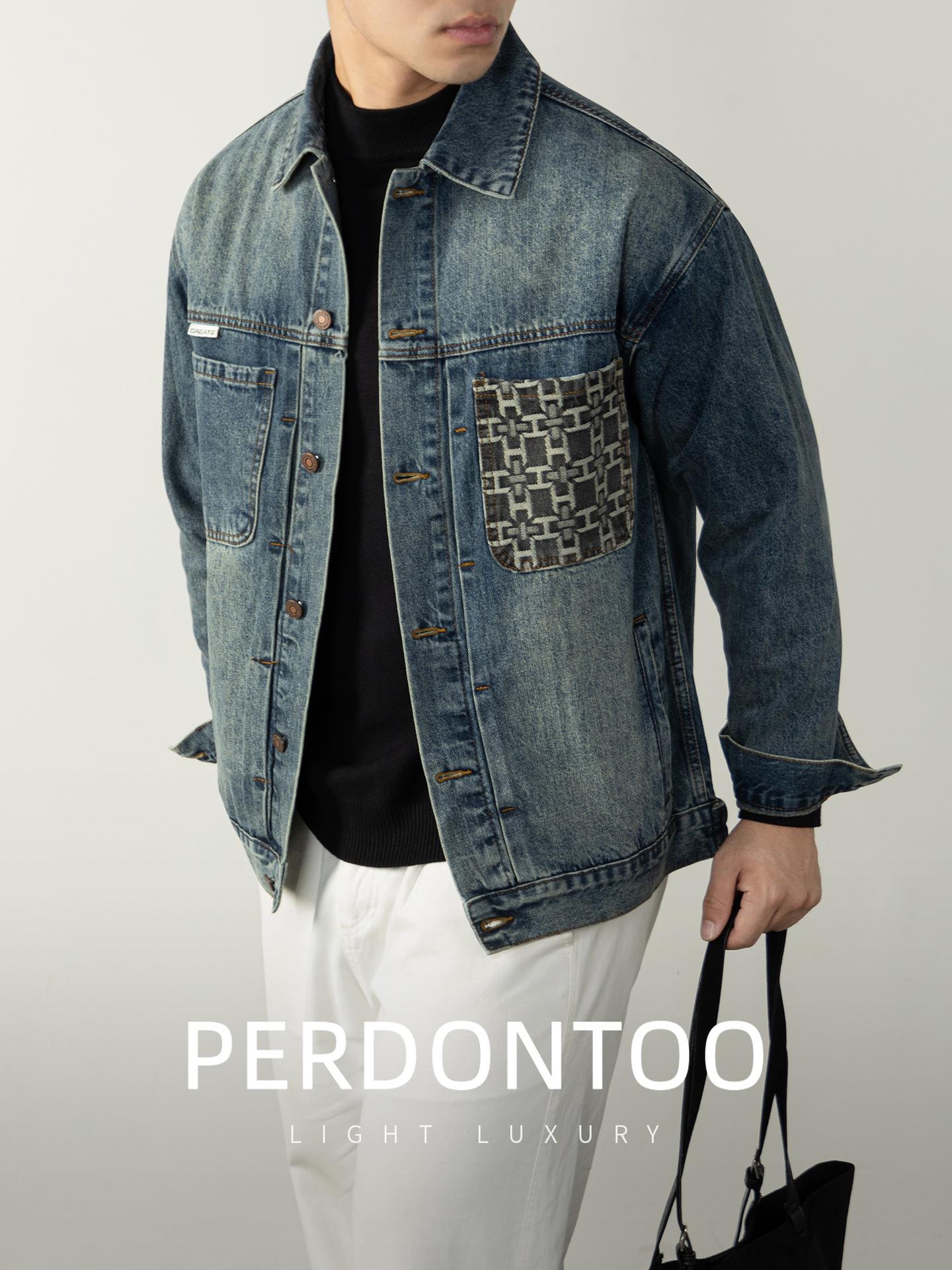 High Street Luxury Men s Denim Jacket: Washed Blue, Distressed, Floral-Pocket, Creative Casual for Autumn/Winter. XL джинсовий/синій
High Street Luxury Men s Denim Jacket: Washed Blue, Distressed, Floral-Pocket, Creative Casual for Autumn/Winter. XL джинсовий/синій