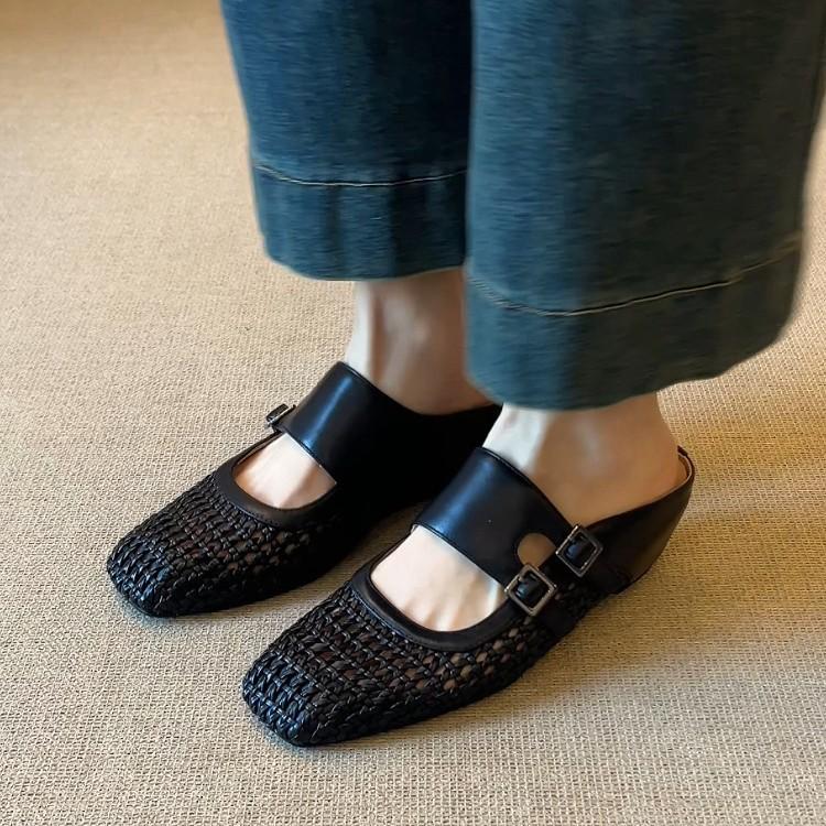 5.5Cm inner height increase leather buckle bag head sandals versatile casual woven hollow outer slippers 40
5.5Cm inner height increase leather buckle bag head sandals versatile casual woven hollow outer slippers 40