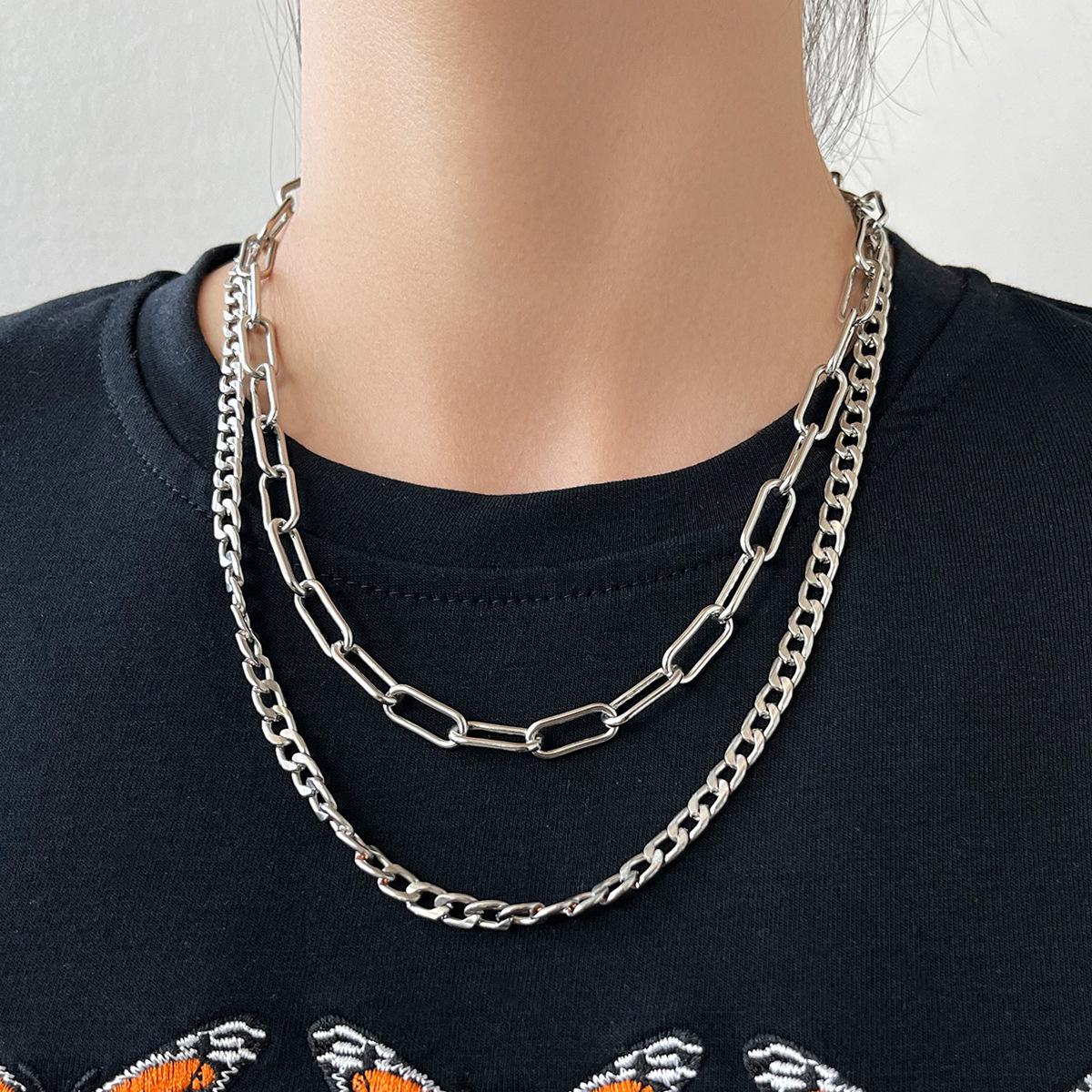 Hip-hop style punk retro Figaro chain, threaded chain, 2 double neck necklaces
Hip-hop style punk retro Figaro chain, threaded chain, 2 double neck necklaces