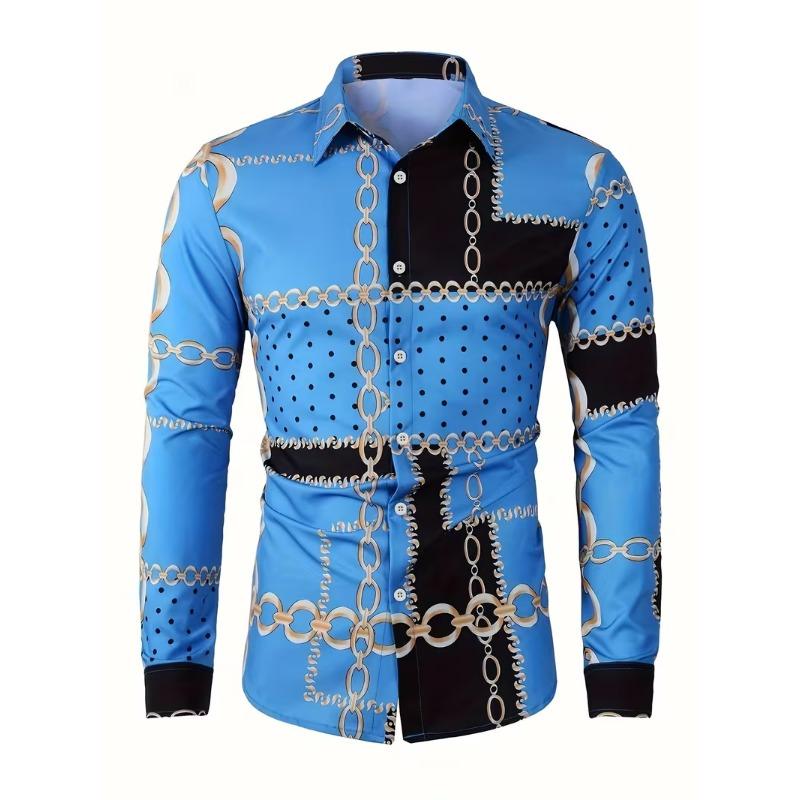 Весна Осінь Нова Чоловіча Сорочка З Довгим Рукавом 100% Поліестер Топи З Візерунком Ланцюга 3D Цифровий Друк Бізнес Кежуал Сорочка 3XL синій
Весна Осінь Нова Чоловіча Сорочка З Довгим Рукавом 100% Поліестер Топи З Візерунком Ланцюга 3D Цифровий Друк Бізнес Кежуал Сорочка 3XL синій