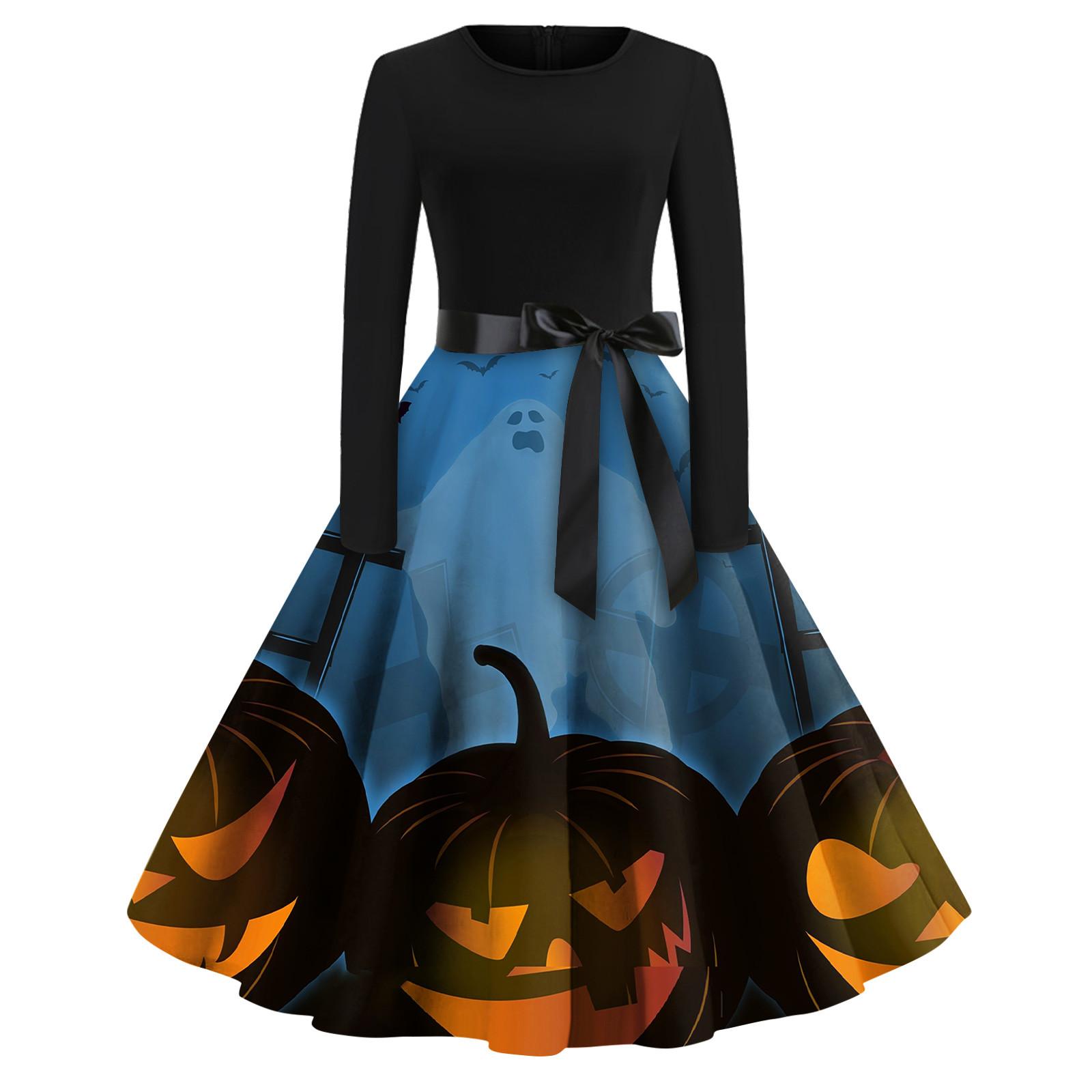 Жіноча модна повсякденна приталена сукня з принтом і довгим рукавом на Хелловін із круглим вирізом M синій
Жіноча модна повсякденна приталена сукня з принтом і довгим рукавом на Хелловін із круглим вирізом M синій