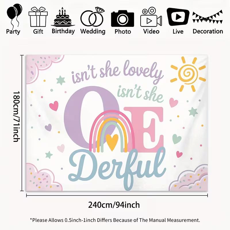 2D Flat Printing One-derful 1st Birthday Background Cloth, Pastel Rainbow Party Decor 47.2x31.5inch/120*80cm
2D Flat Printing One-derful 1st Birthday Background Cloth, Pastel Rainbow Party Decor 47.2x31.5inch/120*80cm