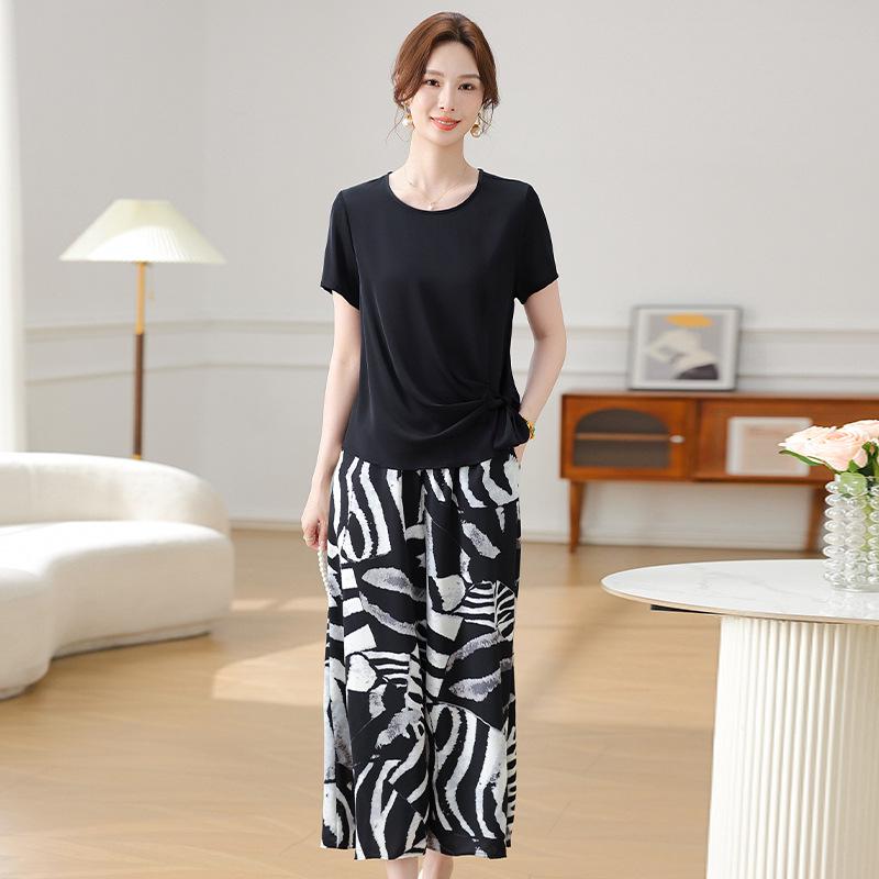 Chiffon Short-Sleeved T-Shirt Summer Outfit: Fashionable Two-Piece Set for Middle-Aged and Elderly Women (2026 New Style). XL (80-95 jin)
Chiffon Short-Sleeved T-Shirt Summer Outfit: Fashionable Two-Piece Set for Middle-Aged and Elderly Women (2026 New Style). XL (80-95 jin)