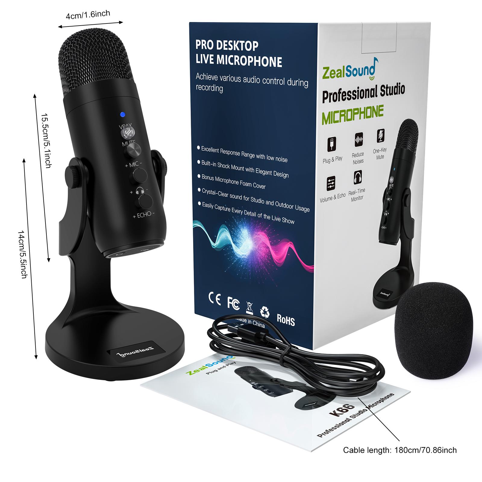 Haomuren Professional USB Condenser Microphone Studio Recording Microphone for PC Phone Computer Gaming Youtube Streaming K66 Black No adapter
Haomuren Professional USB Condenser Microphone Studio Recording Microphone for PC Phone Computer Gaming Youtube Streaming K66 Black No adapter