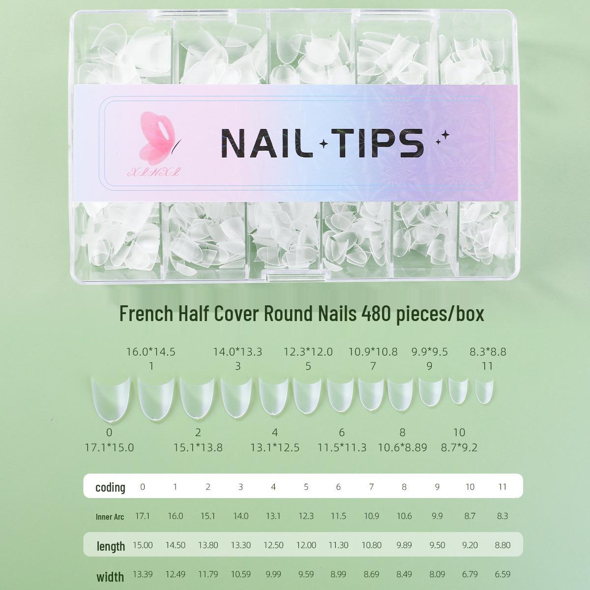 Матовые французские круглые накладные ногти ручной работы, полное покрытие
Матовые французские круглые накладные ногти ручной работы, полное покрытие