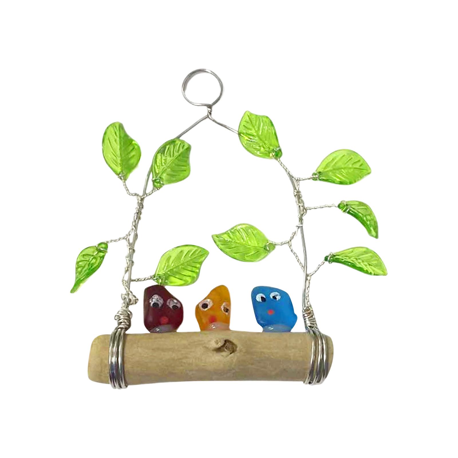 Decorative Bird Perch with Glass Leaves and Handcrafted Glass Birds on Natural Wood Branch Hanging Ornament for Indoor Display
Decorative Bird Perch with Glass Leaves and Handcrafted Glass Birds on Natural Wood Branch Hanging Ornament for Indoor Display