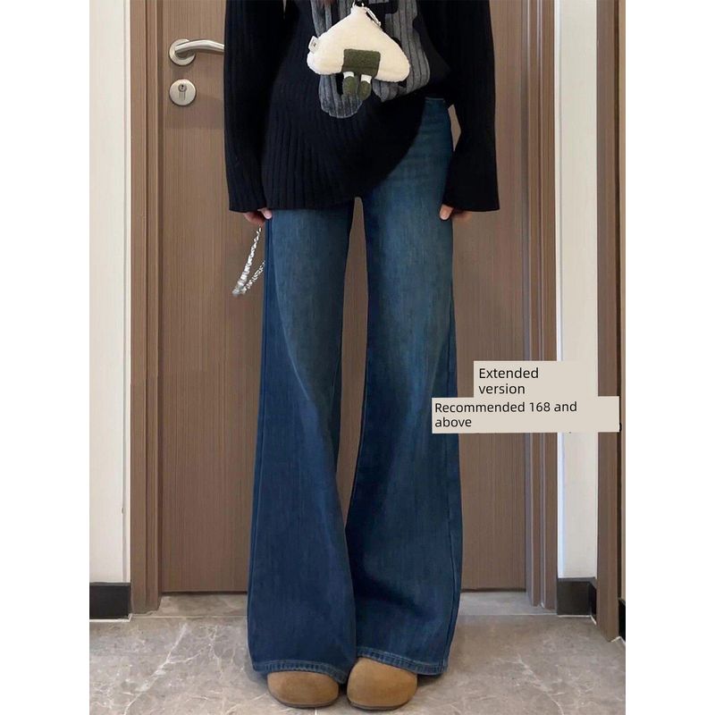 Dark Blue Flared Jeans for Women, New Summer Style for Plus-Size Girls, High-Waisted, Stretchy, Slimming, Non-Tight-Fitting Wide-Leg Pants Deep Blue, Extended Length S(Suggestion 40-45kg)
Dark Blue Flared Jeans for Women, New Summer Style for Plus-Size Girls, High-Waisted, Stretchy, Slimming, Non-Tight-Fitting Wide-Leg Pants Deep Blue, Extended Length S(Suggestion 40-45kg)