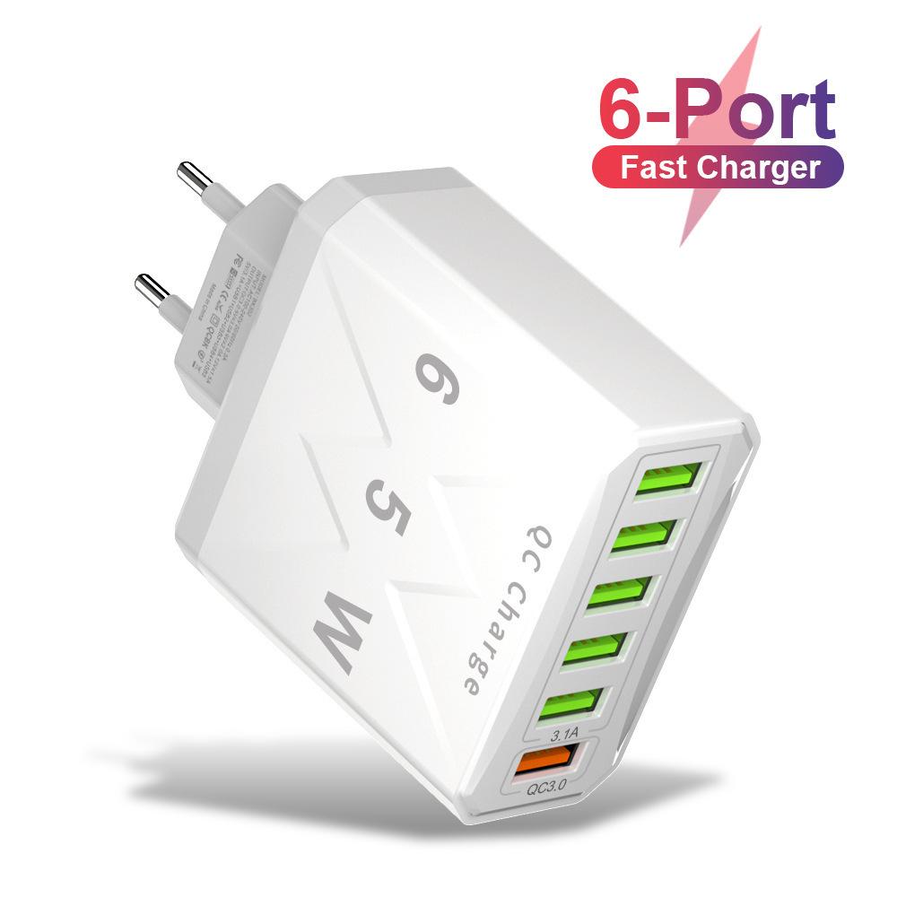 65W QC3.0 6-Port USB Fast Charger for Mobile Phones - US/EU/UK Standard
65W QC3.0 6-Port USB Fast Charger for Mobile Phones - US/EU/UK Standard