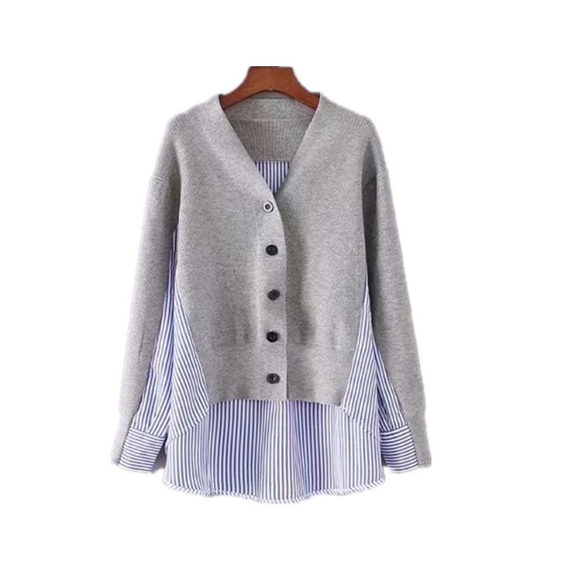 Korean Style Women s V-Neck Striped Patchwork Knit Cardigan - Loose Long Sleeve Sweater for Autumn and Winter. One Size сірий колір
Korean Style Women s V-Neck Striped Patchwork Knit Cardigan - Loose Long Sleeve Sweater for Autumn and Winter. One Size сірий колір
