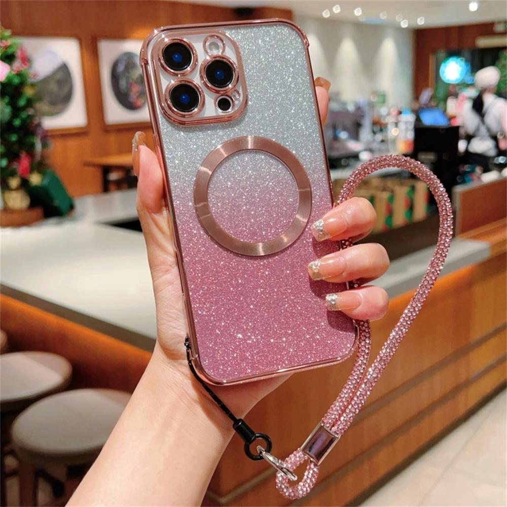 For iPhone 16 Pro Max Case Compatible with MagSafe Electroplated Gradient Glitter Phone Cover with Lanyard Rose Pink
For iPhone 16 Pro Max Case Compatible with MagSafe Electroplated Gradient Glitter Phone Cover with Lanyard Rose Pink