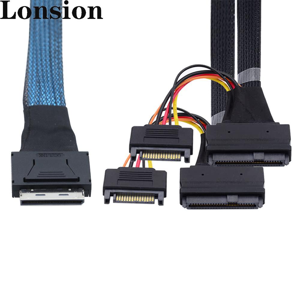 OCuLink PCIe SFF-8611 8X to Dual SFF-8639 U.2 with 15-Pin SATA Male Connector Cable 0.5m
OCuLink PCIe SFF-8611 8X to Dual SFF-8639 U.2 with 15-Pin SATA Male Connector Cable 0.5m