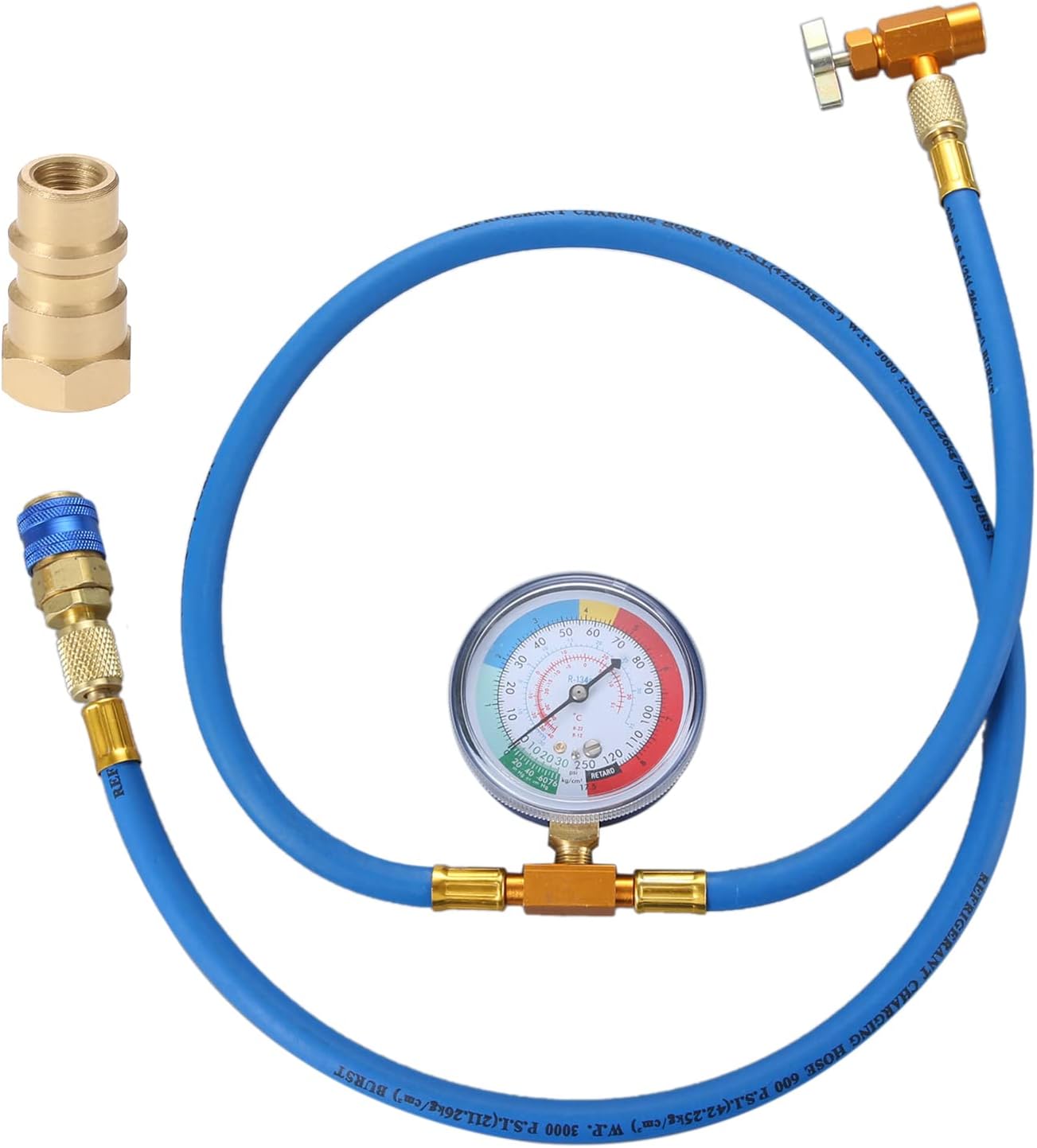 R134A Recharge Hose Kit with Gauge,51 AC Refrigerant Recharging Hose with R134A Piercing Can Tap Valve Low Side Quick Coupler
R134A Recharge Hose Kit with Gauge,51 AC Refrigerant Recharging Hose with R134A Piercing Can Tap Valve Low Side Quick Coupler