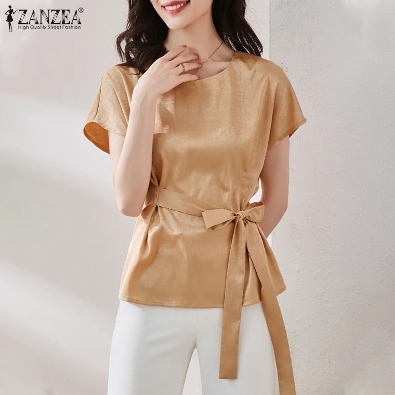 ZANZEA Женская повседневная летняя блузка на шнуровке с коротким рукавом и круглым вырезом, топы
ZANZEA Женская повседневная летняя блузка на шнуровке с коротким рукавом и круглым вырезом, топы