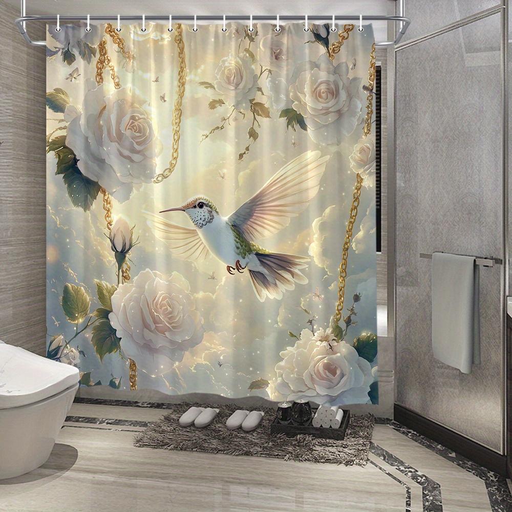 Hummingbird & White Roses Shower Curtain - Romantic Fantasy Design with Golden Chains & Butterflies, Dreamy Pastel Sky W90XH180cm
Hummingbird & White Roses Shower Curtain - Romantic Fantasy Design with Golden Chains & Butterflies, Dreamy Pastel Sky W90XH180cm