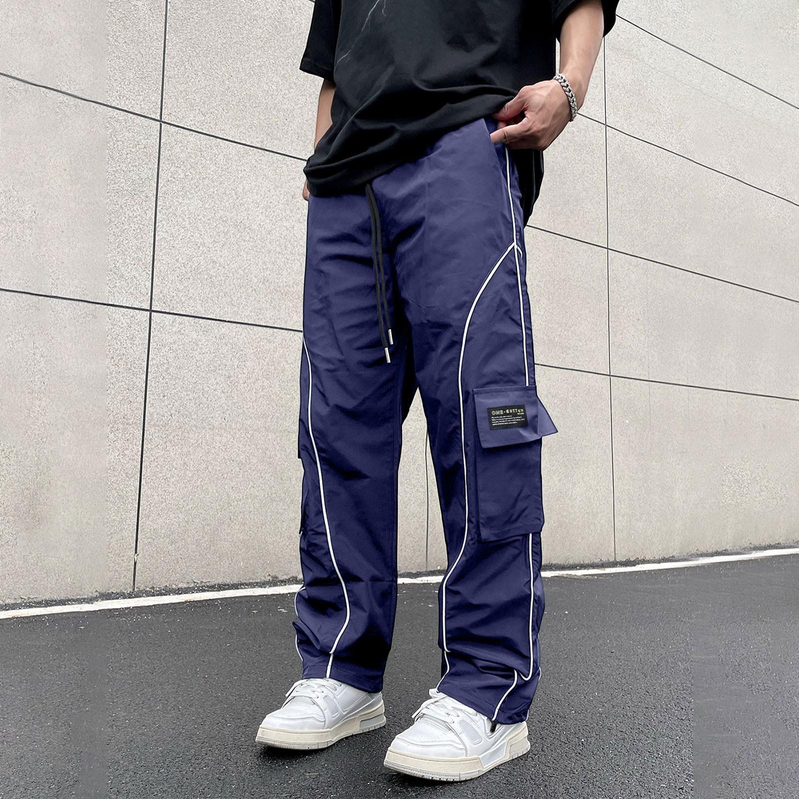 Мужские брюки карго - Полосатые модные уличные брюки широкого кроя с дизайном S тёмно-синий
Мужские брюки карго - Полосатые модные уличные брюки широкого кроя с дизайном S тёмно-синий