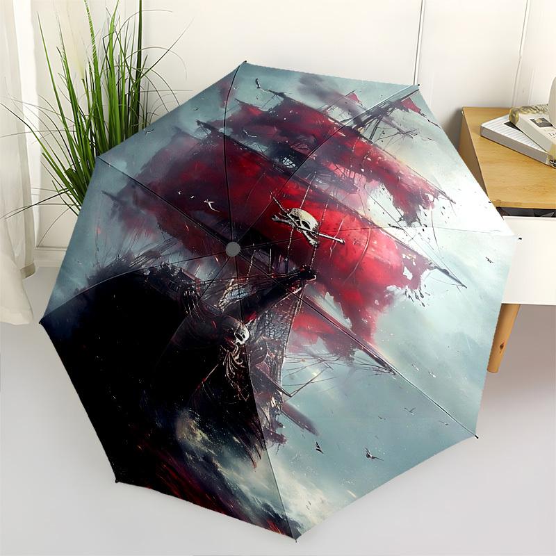 Pirate Ship, Stormy Sea Themed Automatic Opening and Closing Umbrella, Brightly Colored 8 rib Portable Umbrella, Suitable for Men and Women,
Pirate Ship, Stormy Sea Themed Automatic Opening and Closing Umbrella, Brightly Colored 8 rib Portable Umbrella, Suitable for Men and Women,