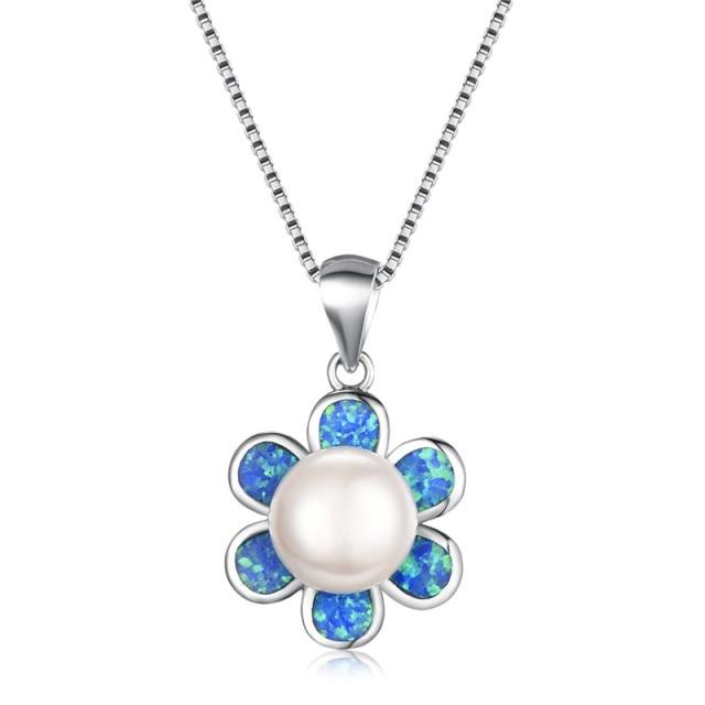 Blue Fire Opal Flower Pendant White Pearl Necklaces Bridal Party Event Bridal Jewelry Classic Vintage Voguish Fashionable Women Tone Box 45cm синий
Blue Fire Opal Flower Pendant White Pearl Necklaces Bridal Party Event Bridal Jewelry Classic Vintage Voguish Fashionable Women Tone Box 45cm синий