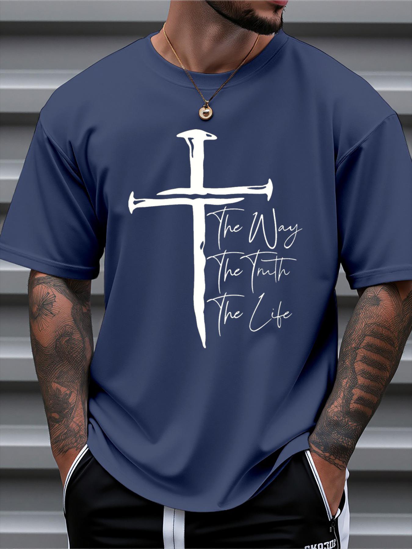 T Shirt for Man 100 Cotton Summer The Way The Truth The Life Faith Print Casual Slim Fit Round Neck Short Sleeved Tshirt Top 4XL
T Shirt for Man 100 Cotton Summer The Way The Truth The Life Faith Print Casual Slim Fit Round Neck Short Sleeved Tshirt Top 4XL