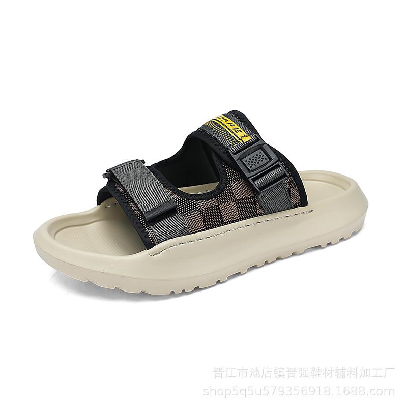 Новая летняя пляжная обувь, уличные сандалии с открытым носком, повседневная модная нескользящая обувь, дышащие уличные модные универсальные трендовые шлепанцы 45 коричневый