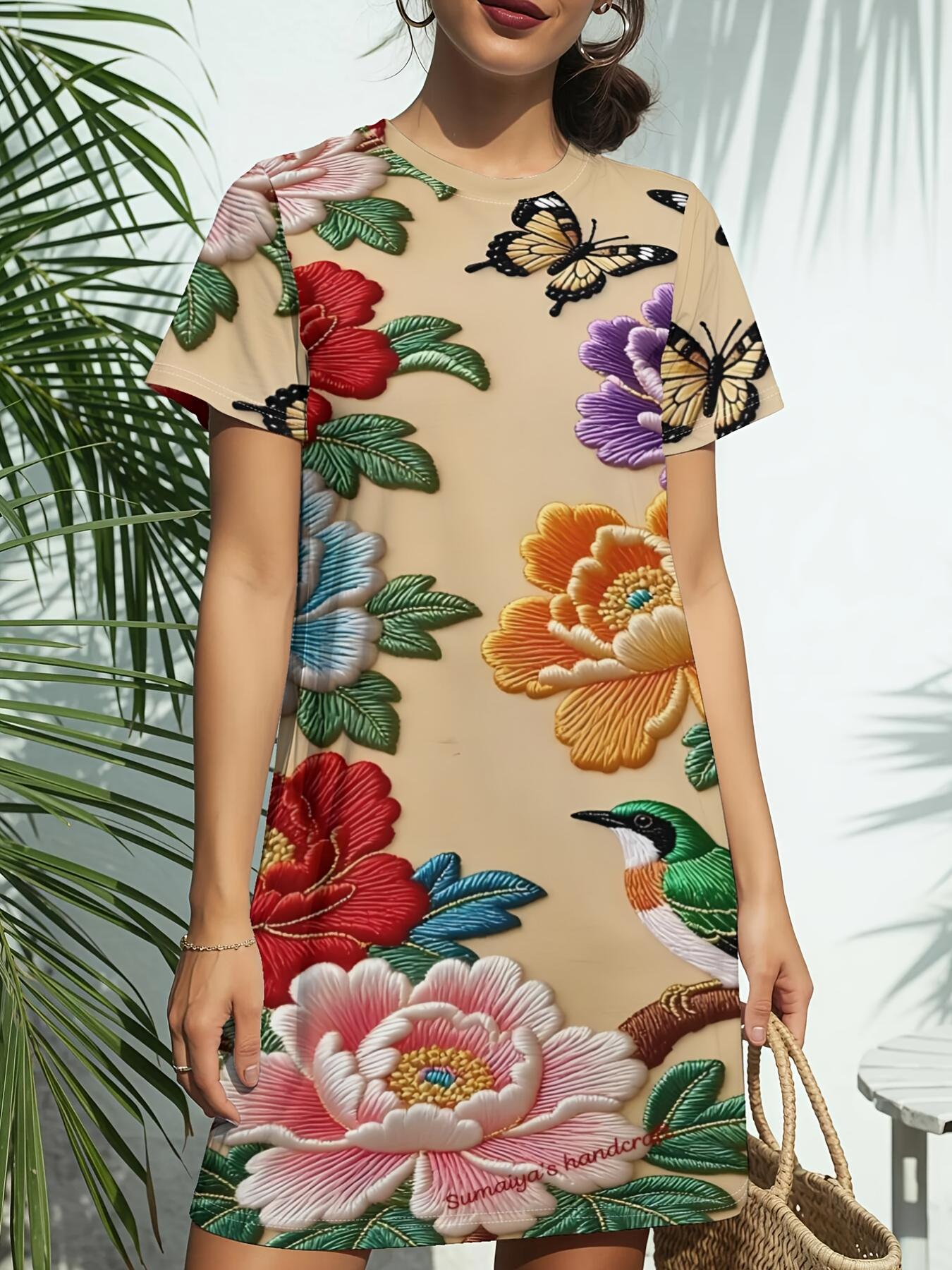 Floral Mosaic Women S New Round Neck Short Sleeve Dress Is an American Fashion Trend with Digital Prints. Perfect for Casual Wear in Spring And Summer XS дубильная кора
Floral Mosaic Women S New Round Neck Short Sleeve Dress Is an American Fashion Trend with Digital Prints. Perfect for Casual Wear in Spring And Summer XS дубильная кора