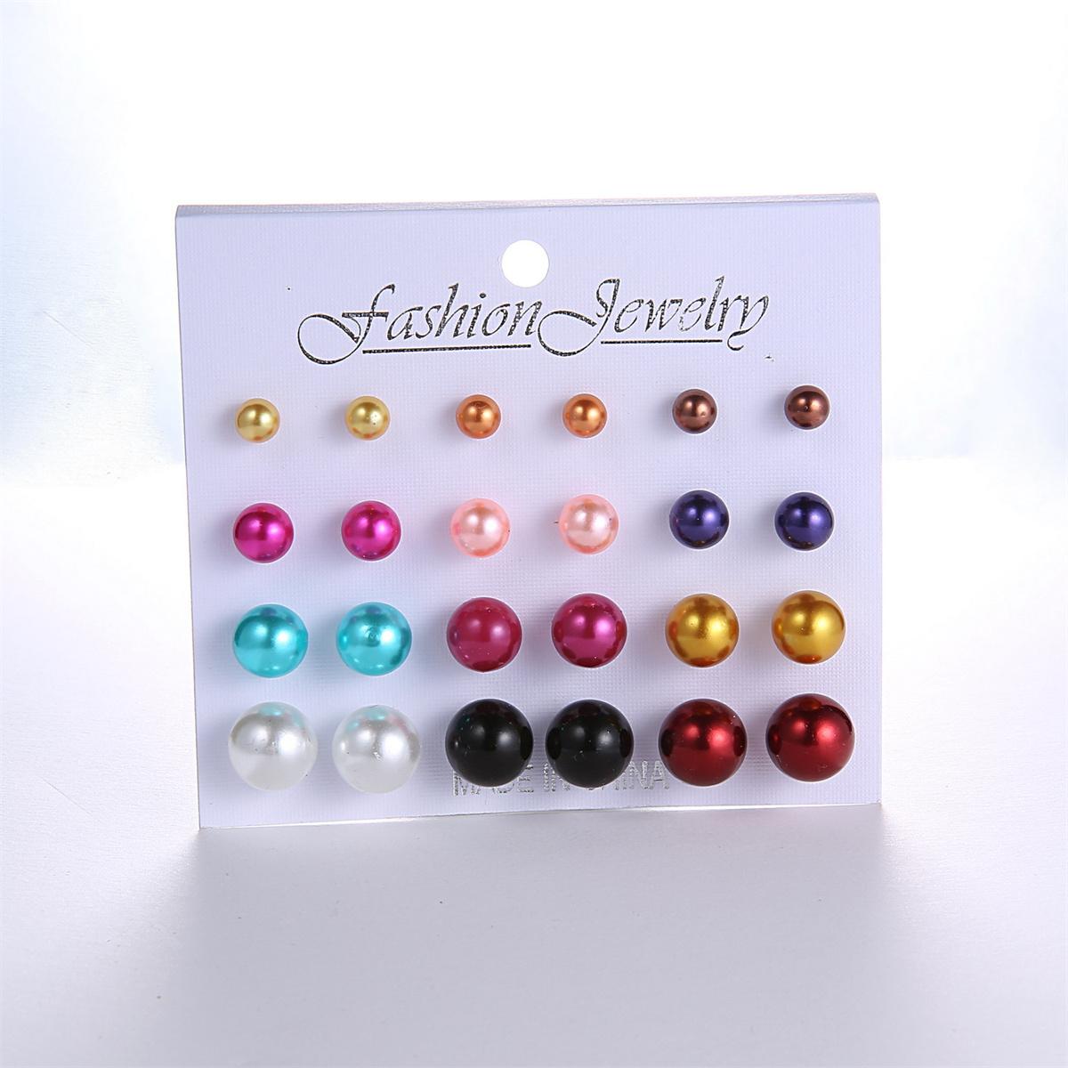 12 Pairs Simple Fashion Imitation Pearl Stud Earrings Set For Women Korean White Black Colorful Pearls Ear Studs Wedding Jewelry
12 Pairs Simple Fashion Imitation Pearl Stud Earrings Set For Women Korean White Black Colorful Pearls Ear Studs Wedding Jewelry