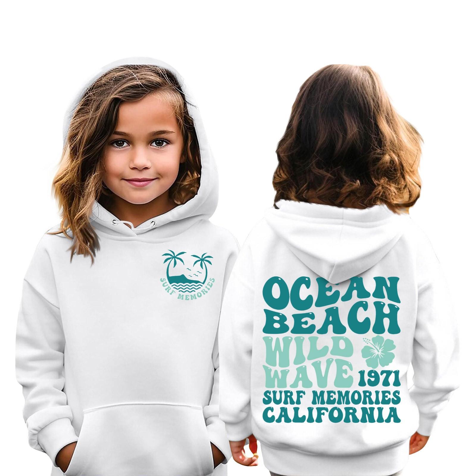 Детские толстовки, свободная спортивная рубашка с капюшоном и принтом, модная спортивная рубашка 140 белый