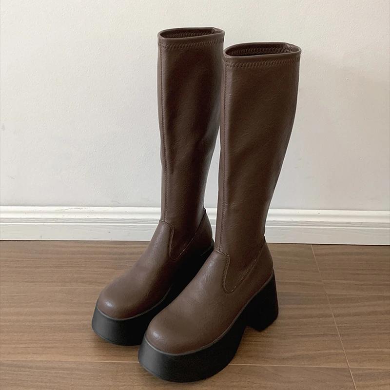 Панк Стиль Платформа Женские Сапоги до Колена Мода Слипоны Толстый Каблук Обувь Женские Лаконичные Рыцарские Длинные Ботас Де Мухер 35
Панк Стиль Платформа Женские Сапоги до Колена Мода Слипоны Толстый Каблук Обувь Женские Лаконичные Рыцарские Длинные Ботас Де Мухер 35