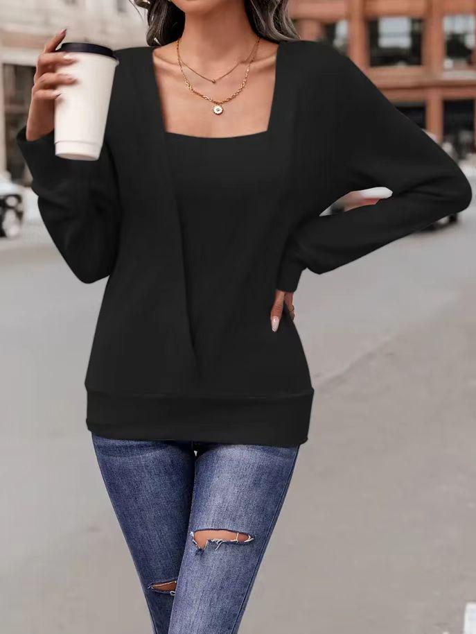 2024 Fall/Winter Women s Solid Color Square Neck Two-Piece Casual Long Sleeve Top XXL чорний
2024 Fall/Winter Women s Solid Color Square Neck Two-Piece Casual Long Sleeve Top XXL чорний