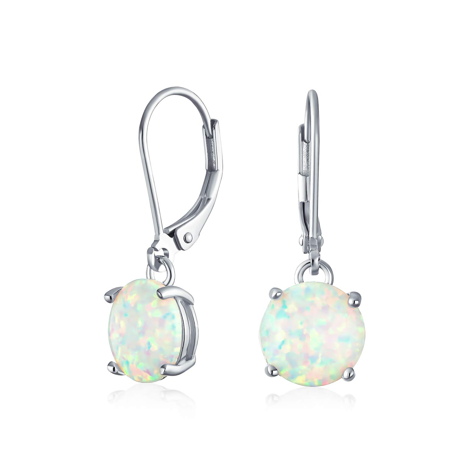 Round Solitaire White Created Opal Lever Backdrop Dangle Earrings for Made of Sterling October Simple Women. Silver. Birthstone.
Round Solitaire White Created Opal Lever Backdrop Dangle Earrings for Made of Sterling October Simple Women. Silver. Birthstone.