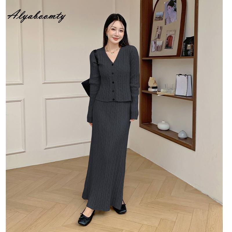 Элегантный Модный Осенне-Зимний Женский Вязаный Комплект из 2 Предметов Вязаный Кардиган с V-образным вырезом + Длинная Вязаная Юбка Макси Толстый Теплый Женственный Коричневый Черный Серый Наряды One Size серый
Элегантный Модный Осенне-Зимний Женский Вязаный Комплект из 2 Предметов Вязаный Кардиган с V-образным вырезом + Длинная Вязаная Юбка Макси Толстый Теплый Женственный Коричневый Черный Серый Наряды One Size серый