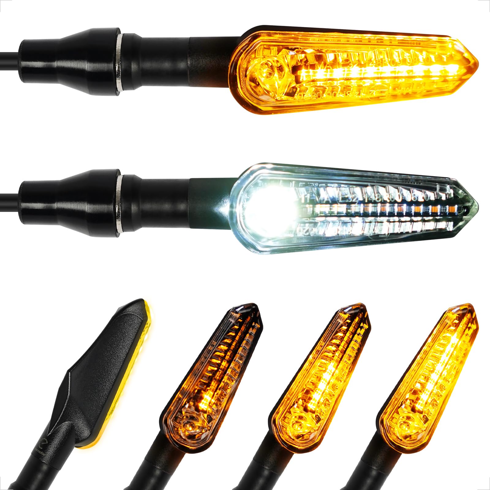 evermotor Motorcycle Turn Signal LED Flowing Light E32 Certified 12V Universal High Brightness Amber White Position Light Waterproof Set of 2 +
evermotor Motorcycle Turn Signal LED Flowing Light E32 Certified 12V Universal High Brightness Amber White Position Light Waterproof Set of 2 +