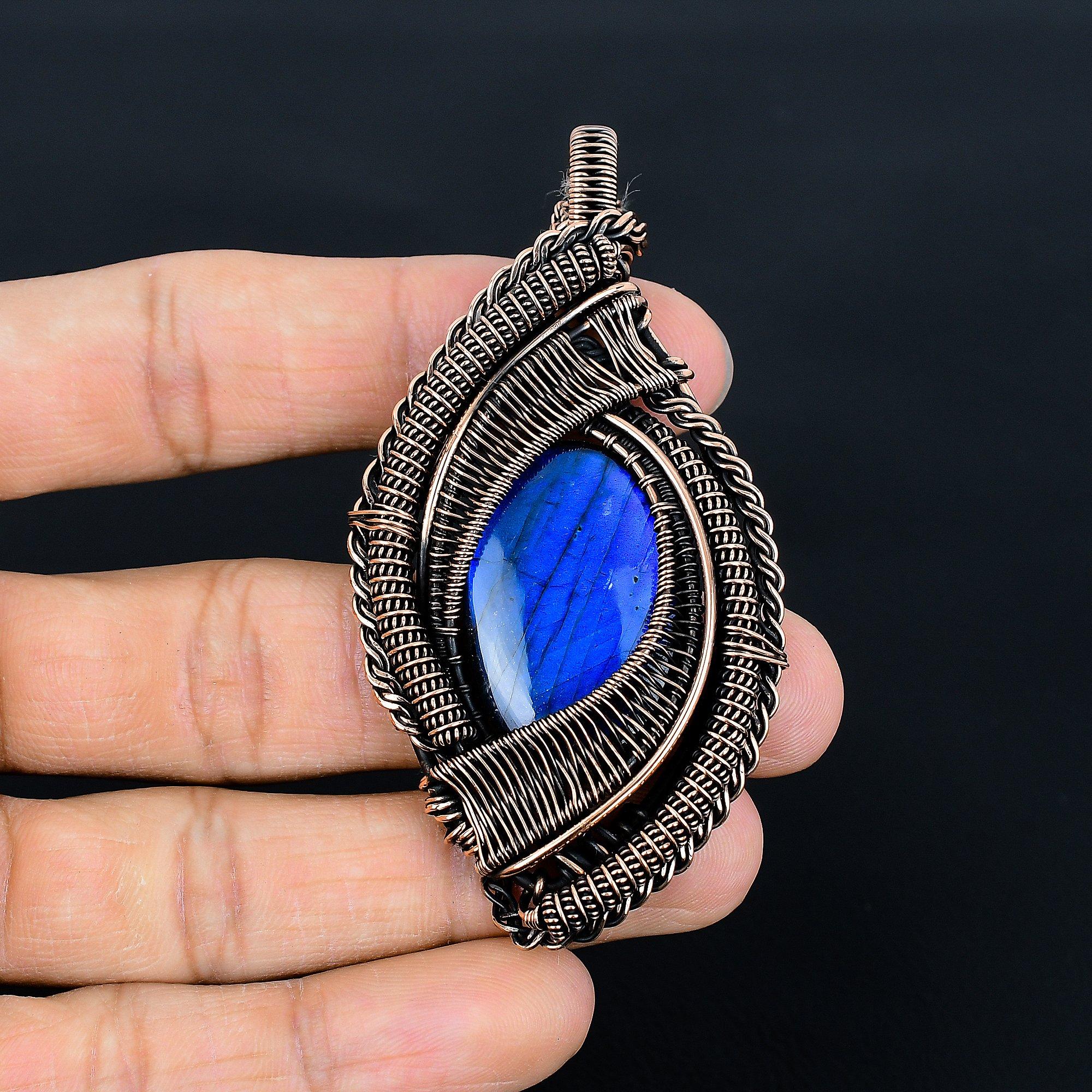 Подвеска из лабрадорита, Подвеска ручной работы с обмоткой из медной проволоки 999 пробы, Антикварное украшение, Для подарка, Медное украшение 3.15 Inches синий
Подвеска из лабрадорита, Подвеска ручной работы с обмоткой из медной проволоки 999 пробы, Антикварное украшение, Для подарка, Медное украшение 3.15 Inches синий