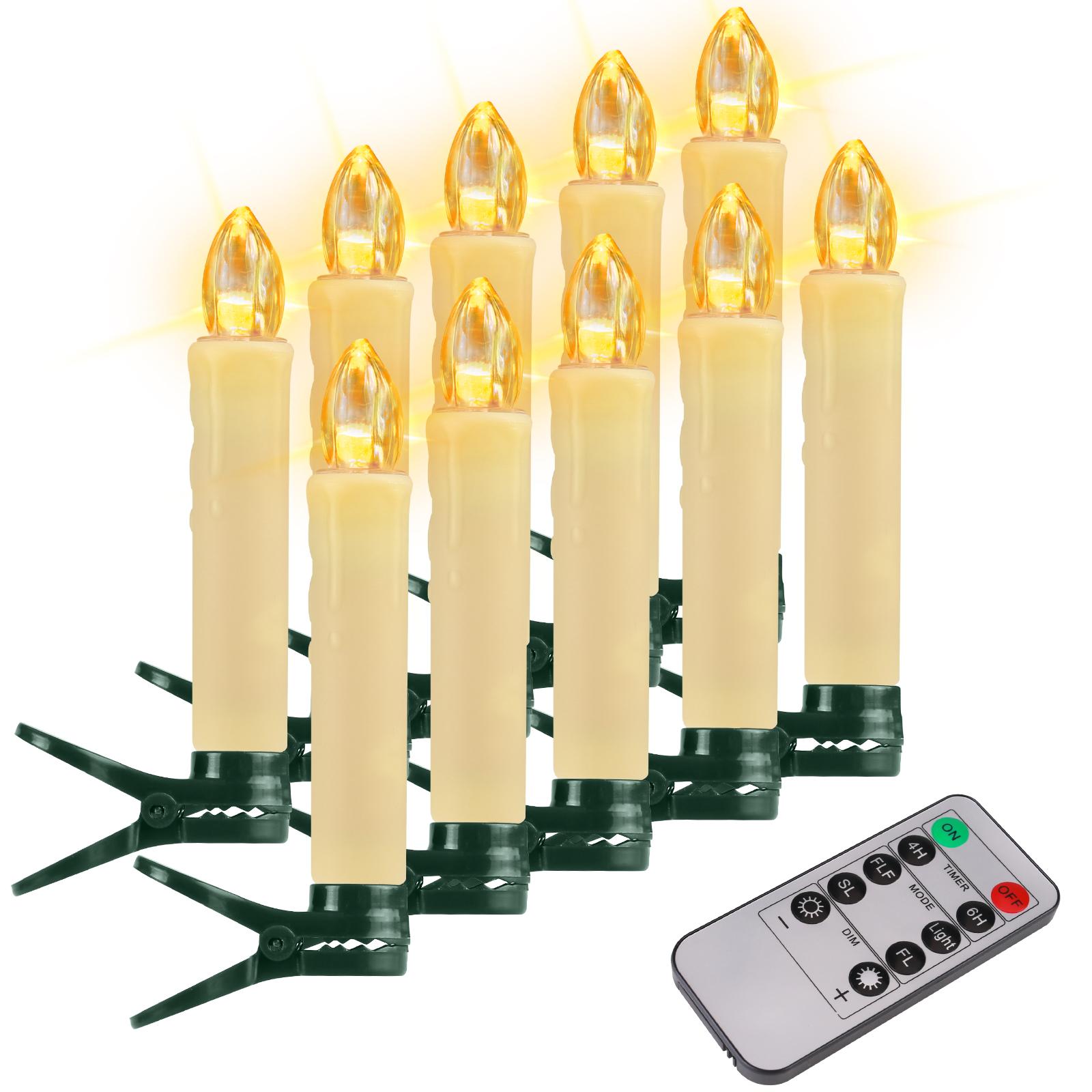 LED Flameless Flickering Mini Taper Clip-On Candles Christmas Tree Electric Candle Lights w/ Remote Timer for Home Decoration 10pcs
LED Flameless Flickering Mini Taper Clip-On Candles Christmas Tree Electric Candle Lights w/ Remote Timer for Home Decoration 10pcs