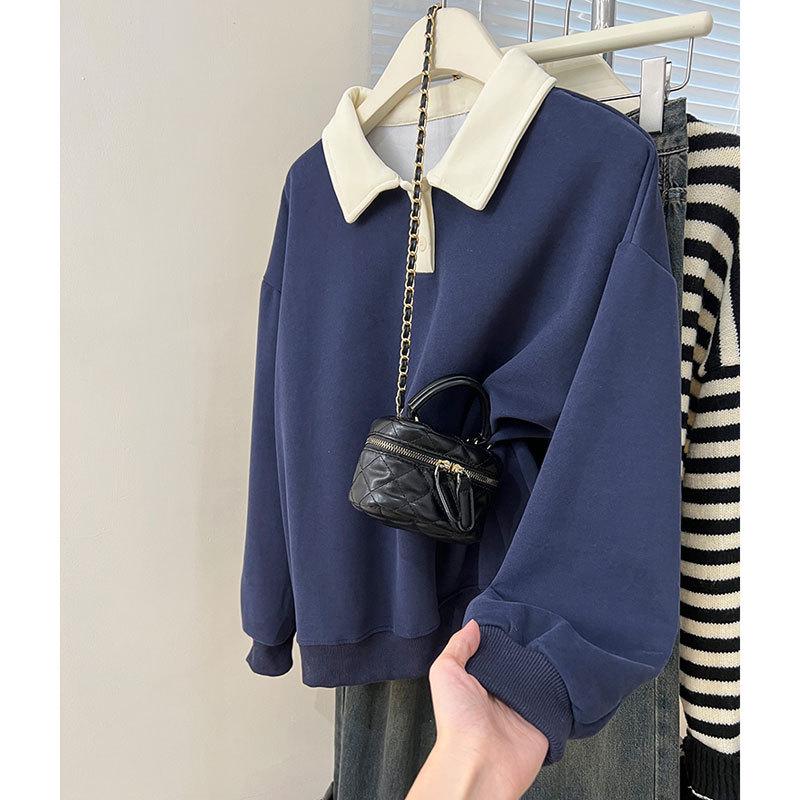 Women s Retro Color Block Polo Collar Sweatshirt - 2025 Spring Autumn Long Sleeve Trendy Loose Top M (suitable for under 100 jin)
Women s Retro Color Block Polo Collar Sweatshirt - 2025 Spring Autumn Long Sleeve Trendy Loose Top M (suitable for under 100 jin)