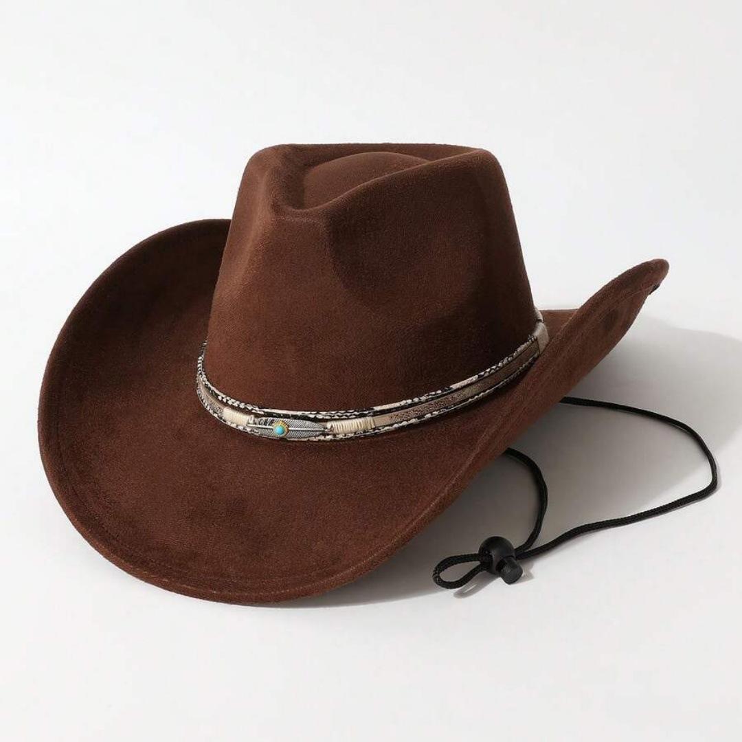 American retro western Navajo ethnic style cowboy hat Imitation suede cowhead turquoise model Makes the face look smaller, versatile Average Size коричневий
American retro western Navajo ethnic style cowboy hat Imitation suede cowhead turquoise model Makes the face look smaller, versatile Average Size коричневий