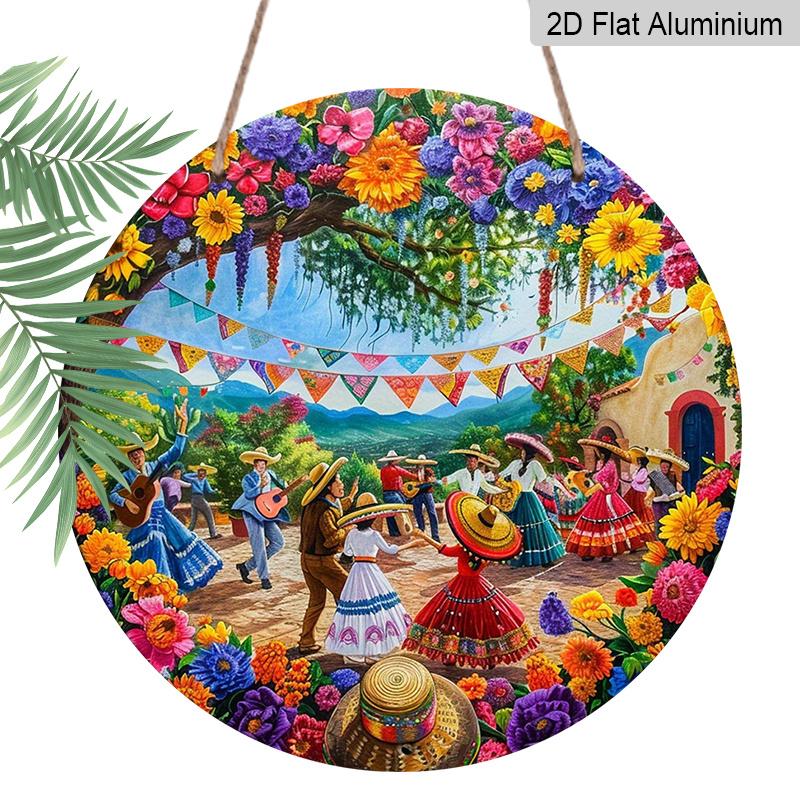 2D Flat, 1pc Round Cinco De Mayo Aluminum Hanging Sign, Colorful Mexican Fiesta Dancing Folk Flower Sombrero Design, Vibrant Metal Wall Decor 7.87*7.87in
2D Flat, 1pc Round Cinco De Mayo Aluminum Hanging Sign, Colorful Mexican Fiesta Dancing Folk Flower Sombrero Design, Vibrant Metal Wall Decor 7.87*7.87in