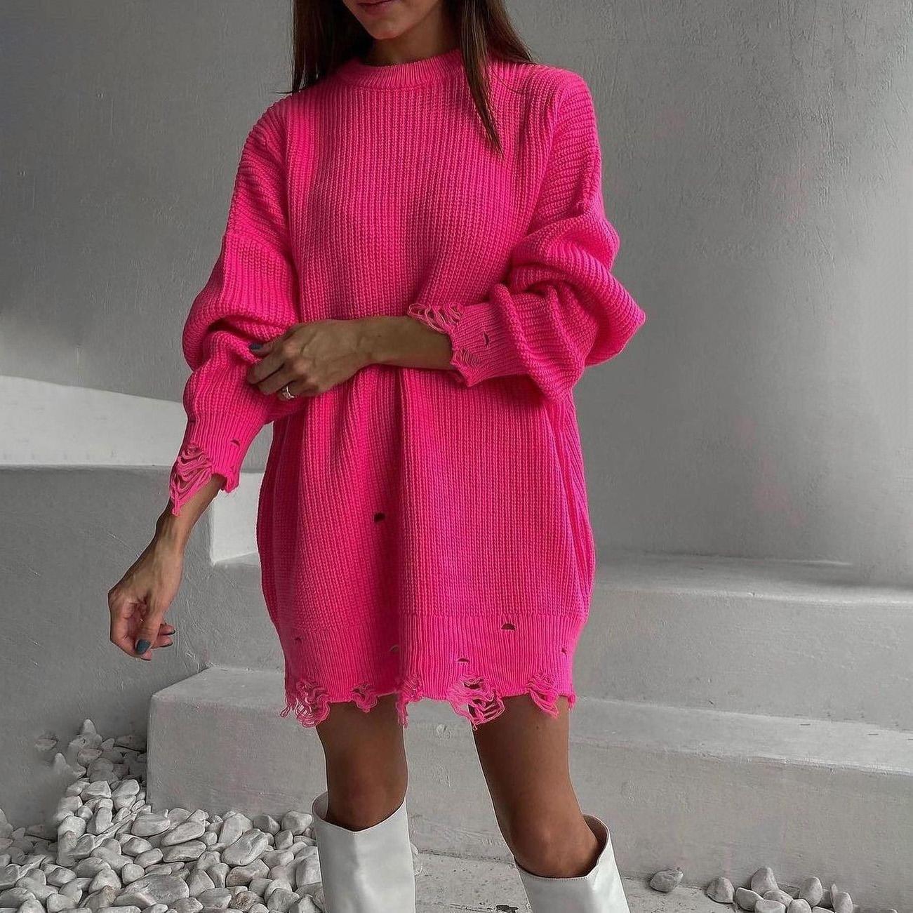 Осень-зима Винтажный свободный топ с длинными рукавами Однотонный пуловер Трикотажный свитер с круглым вырезом XL розы красного
Осень-зима Винтажный свободный топ с длинными рукавами Однотонный пуловер Трикотажный свитер с круглым вырезом XL розы красного