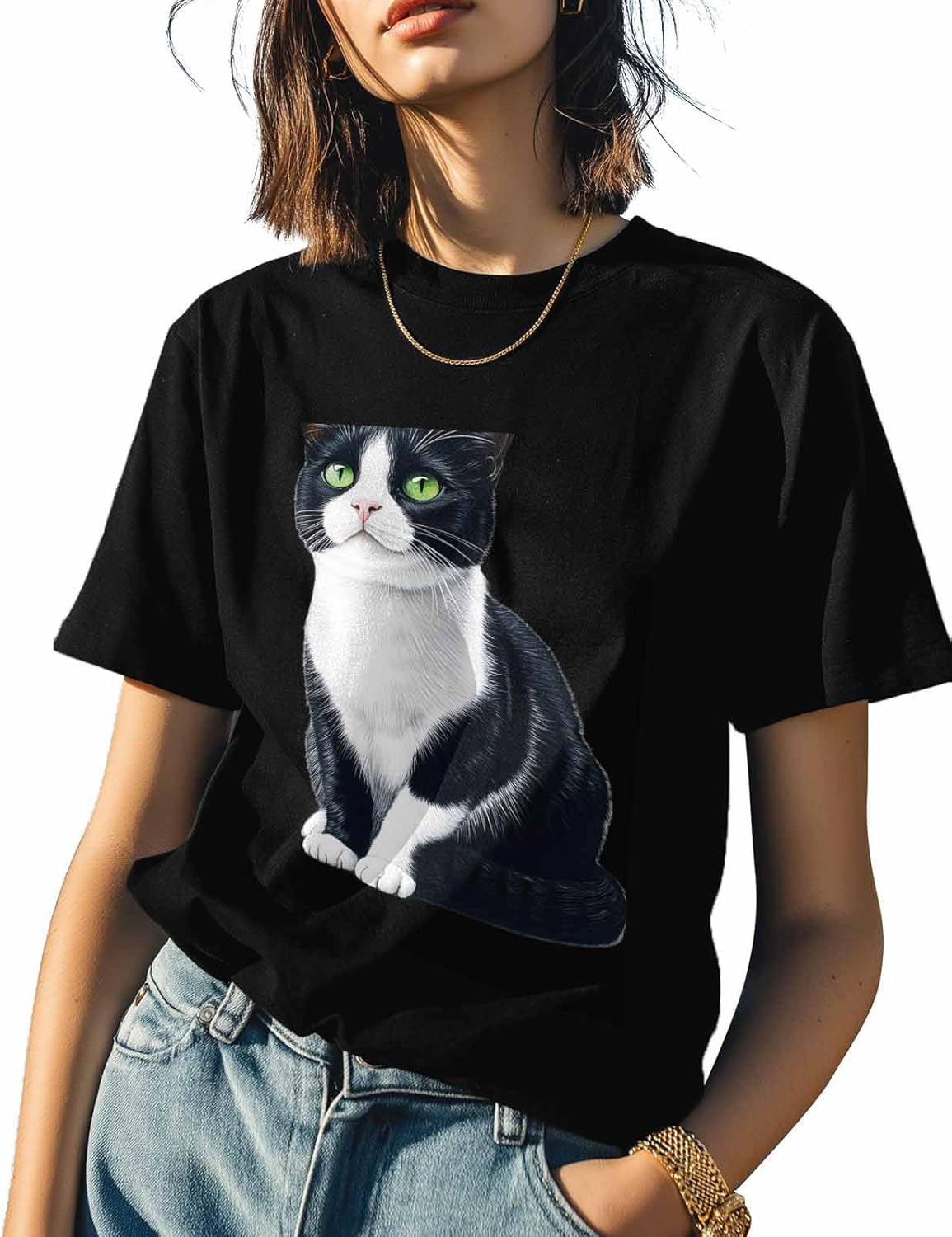 T Shirts for Women Graphic Tees Black White Cat Crew Neck Short Sleeve Shirts for Women Animal Casual T-Shirt 5XL різнокольоровий
T Shirts for Women Graphic Tees Black White Cat Crew Neck Short Sleeve Shirts for Women Animal Casual T-Shirt 5XL різнокольоровий