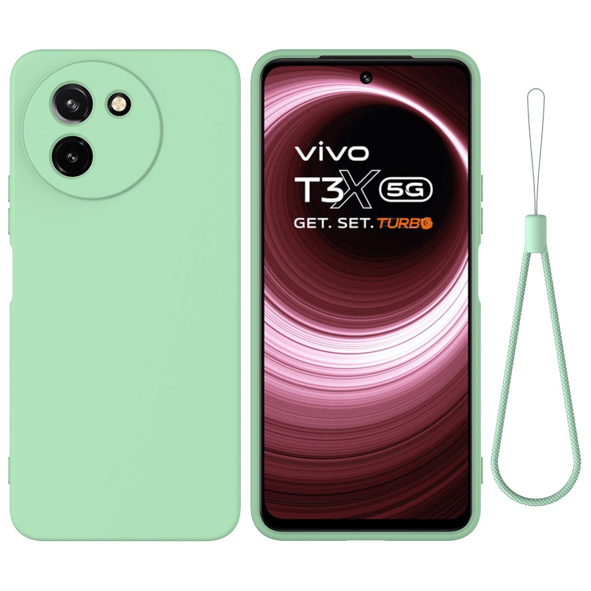 For vivo T3x/Y200i 5G Case Soft Liquid Silicone Anti-Drop Phone Cover with Strap Green
For vivo T3x/Y200i 5G Case Soft Liquid Silicone Anti-Drop Phone Cover with Strap Green