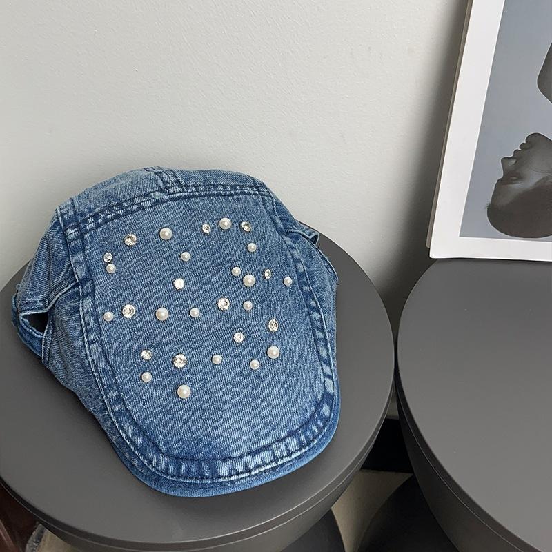 Vintage Visor Hat Artist Beret Washed Denim Rhinestone Beads Rivet Painter Cap Women s Fashion Hat Newsboy Cap 55-60cm
Vintage Visor Hat Artist Beret Washed Denim Rhinestone Beads Rivet Painter Cap Women s Fashion Hat Newsboy Cap 55-60cm