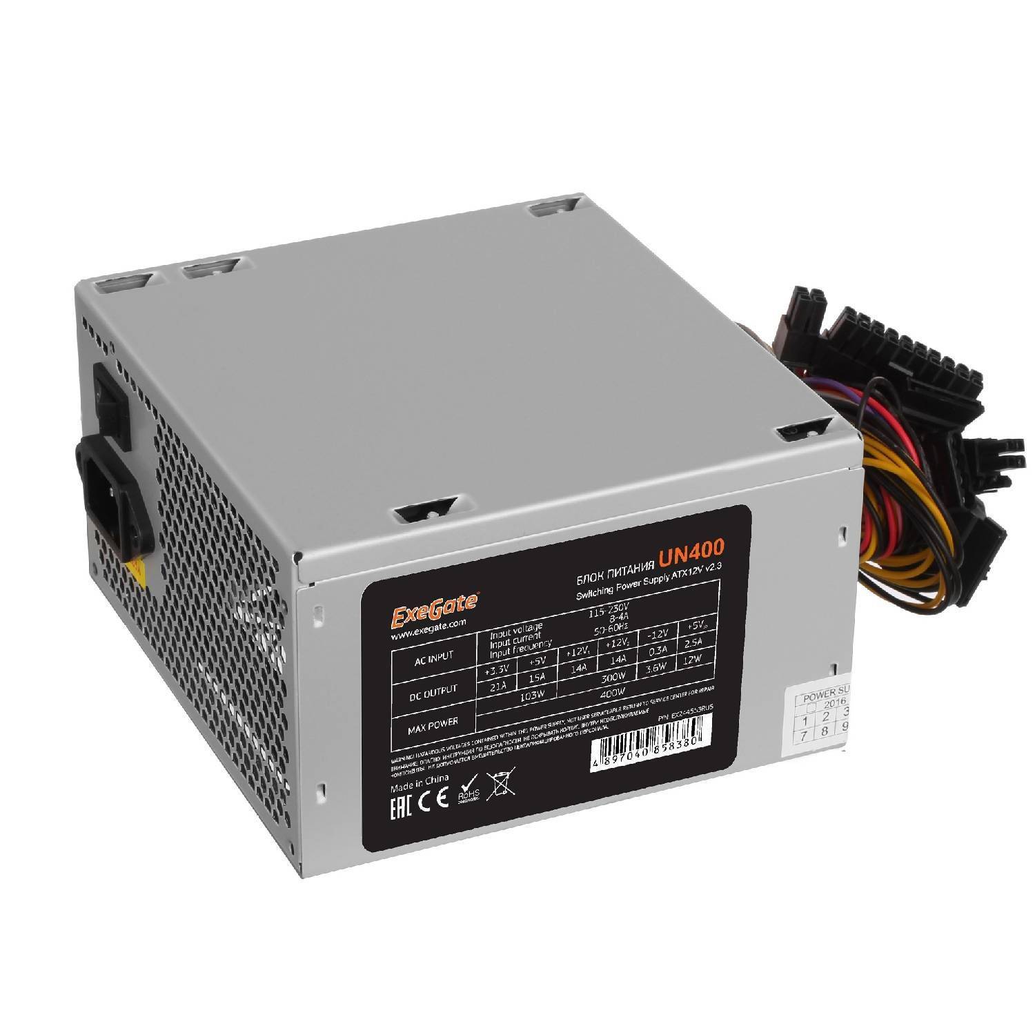 Power Supply Exegate Un400 atx Pc 12cm Fan 24pin 4pin 3xsata 2xide Fdd 220v Cable Included
Power Supply Exegate Un400 atx Pc 12cm Fan 24pin 4pin 3xsata 2xide Fdd 220v Cable Included