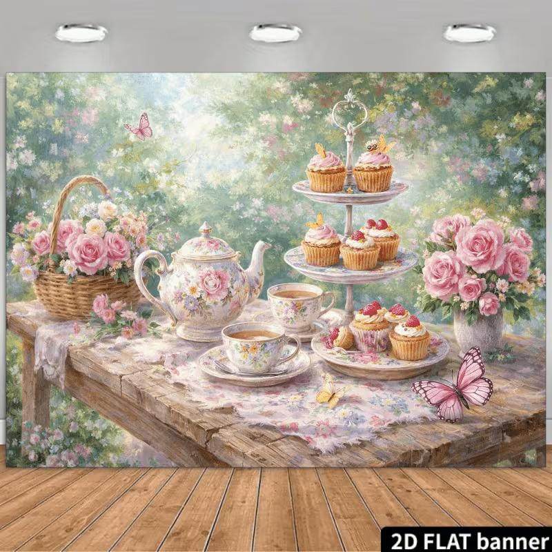 2D Floral Tea Party Backdrop, Rustic Table with Teapot & Pink Roses Background Cloth 47.2x31.5inch/120*80cm
2D Floral Tea Party Backdrop, Rustic Table with Teapot & Pink Roses Background Cloth 47.2x31.5inch/120*80cm